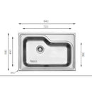Lavello da cucina monovasca 84x56 cm