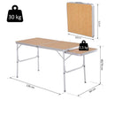 Tavolo da Campeggio Picnic Pieghevole Regolabile in Alluminio 120x60x40/70 cm 
