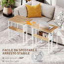 Scrivania Pieghevole 63x50x75 cm su Ruote con Ripiano e Borsa Portaoggetti in MDF e Acciaio Legno Naturale      