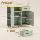 Mobile da Cucina 96,5x38x87 cm con Cassetto Armadietto e Ripiano Regolabile in MDF Verde Chiaro      
