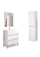Mobile da Bagno a Terra con Lavabo 80 cm e Specchio Bali Light Bianco Frassino      