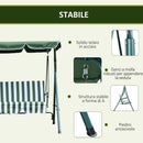 Dondolo 3 Posti da Giardino 170x110x152 cm  Swivel Verde e Bianco
