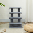 Scaletta per Gatti a 4 Gradini 61x41x60 cm con Rivestimento in Peluche Grigio  