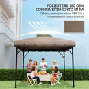 Telo di Ricambio Copertura per Gazebo 3x3 m a 2 Livelli con 8 Fori di Drenaggio in Poliestere Cachi e Marrone      