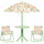 Set da Giardino per Bambini 2-5 Anni con Tavolino 2 Sedie e un Ombrellone Verde