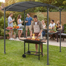 Gazebo per Barbecue 245x152x218 cm con 2 Mensole Laterali e Ganci in Acciaio e Poliestere Grigio Scuro      