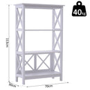 Libreria Scaffale da Parete a 3 Ripiani in Legno Bianco 70x30x113 cm 