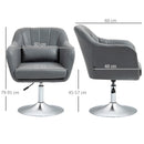 Poltrona Girevole con Cuscino Lombare 60x60x79-91 cm in Tessuto Tecnico Grigio  