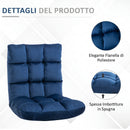Poltrona da Terra 55x71x53,5cm con Schienale Reclinabile fino 180° e Imbottitura Spessa in Velluto Blu      