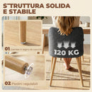 Set 2 Sedie Pranzo Imbottite 46x52x76 cm con Gambe Legno Hevea Tessuto Grigio Chiaro      