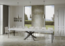 Tavolo Allungabile 180-440x90x77 cm Volantis Premium Bianco Frassino Telaio Antracite 