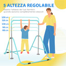 Sbarra Ginnastica Artistica per Bambini 3+ Anni 154x106,2x88,5-128,5A cm con Altezze Regolabili in 5 Posizioni in Acciaio Verde      