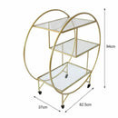 Carrello da Cocktail 3 Ripiani 94x82x37 cm in Vetro e Ferro Oro
