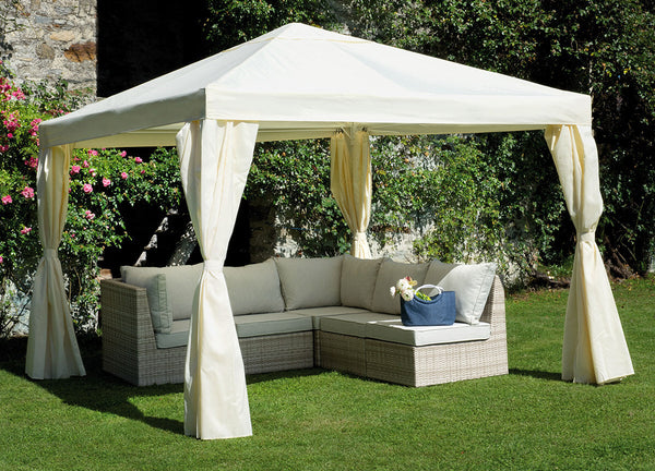 Gazebo da Giardino in Ferro 3x3m con Tende Vorghini Ecrù online