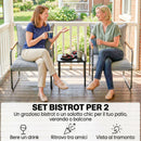 Set 3 Pezzi Bistrò da Esterno 2 Poltrone e Tavolino Metallo con Cuscini in Texteline Grigio Scuro      