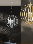 Lampadario da Interno  E14 in Metallo Ottone Lucido