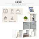 Mobile Libreria 2 Cassetti 6 Ripiani 89,8x30x89,8 cm  Bianco e Grigio