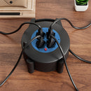 Avvolgicavo Multipresa 10 Metri con Interruttore di Protezione Prolunga e 4 Prese Nero e Blu      