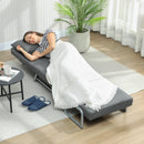 Poltrona Letto 3 in 1 con Schienale Reclinabile su 5 Livelli 73x78x81 cm in Tessuto Effetto Lino Grigio Scuro      