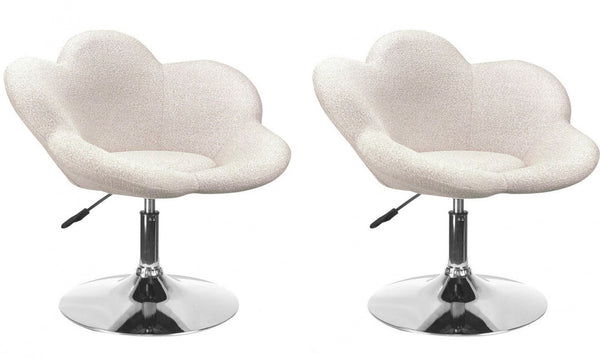 Set 2 Poltroncine da Soggiorno 69x55x69/81 cm in Schiuma Poliuretanica Fleur Cromo-Beige prezzo