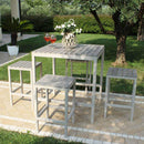 Set Bar Tavolo e 4 Sgabelli Sirio in Alluminio Tortora