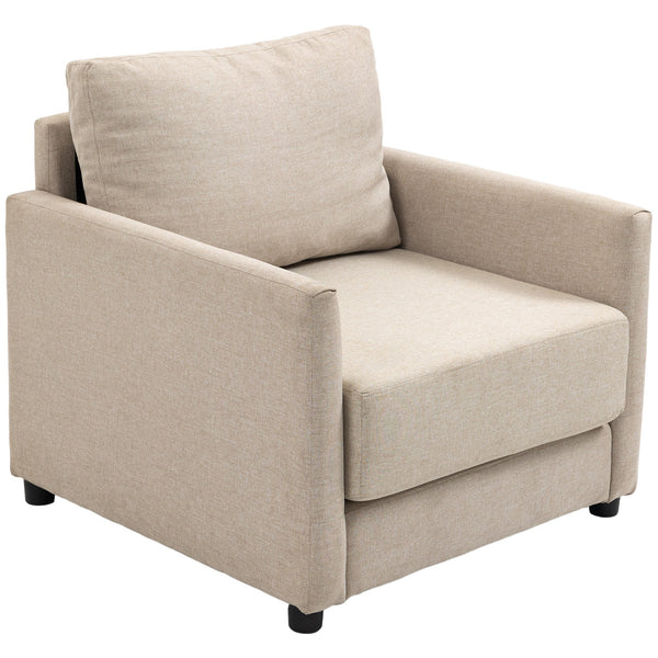 Poltrona Imbottita 80x85x88 cm in Tessuto Effetto Lino Beige acquista