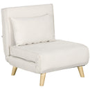 Poltrona Letto Singolo Reclinabile 72x78x79 cm con Cuscino in Tessuto Effetto Lino Beige 