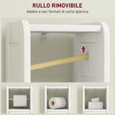 Mobile Porta Carta Igienica 21x20x79 cm con Armadietto con Ripiano Interno Regolabile in Legno Bianco      
