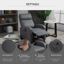 Poltrona Relax Massaggiante 68x88x98 cm con Telecomando in Similpelle Grigio