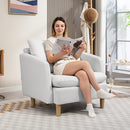 Poltrona da Salotto Moderna 90x86x91 cm Imbottitura a Molle Insacchettate in Tessuto Effetto Lino Crema  