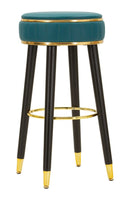 Sgabello Bar London Verde Ø38x75 cm in Pino e MDF e Spugna e Metallo e PU      