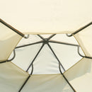 Gazebo da Giardino Ø3.6x2.7m in Metallo Doppio Tetto e Tende Beige 