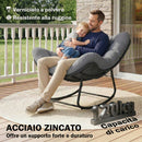 Sedia a Dondolo 87x110x70 cm con Cuscino Morbido in Rattan Grigio Scuro      