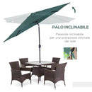 Ombrellone da Giardino Ø3 m Palo Ø38 mm in Metallo Verde