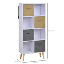 Armadietto Libreria 8 Ripiani 4 Cassetti Pieghevoli 54,5x24x122,5 cm  Bianco