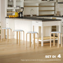 Set 4 Sgabelli Rotondi e Impilabili Ø40x45 cm in Legno Grigio  