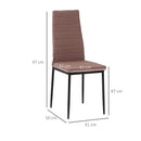 Set 4 Sedie 41x50x97 cm in Tessuto Cachi