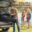 Gazebo Pieghevole da Giardino 297x297x288 cm ad Altezza Regolabile con Luce Centrale e Telecomando in Metallo e Poliestere Nero      