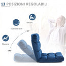 Poltrona da Terra 55x71x53,5cm con Schienale Reclinabile fino 180° e Imbottitura Spessa in Velluto Blu      