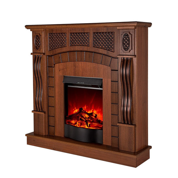 Camino Elettrico da Pavimento 112x115x30 cm Effetto Fiamma 1600W Amsterdam & Corsica Noce sconto