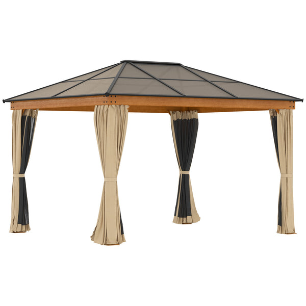 Gazebo da Giardino 2,94x3,60x2,67m con Tetto in Policarbonato e Zanzariere in Acciaio Cachi acquista