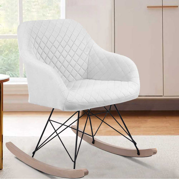 sconto Poltrona Sedia Dondolo Relax Base Slitta Scandinavo Imbottita Design Unic Crema