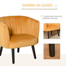 Poltrona Imbottita 79x66,5x79 cm in Tessuto Vellutato Giallo