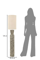 Lampada da Terra Nairobi Ø30x145 cm in Resina e Ferro e Tessuto Nero e Bianco      