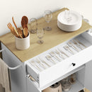 Carrello da Cucina Piano a Ribalta Isola Multiuso con Portaspezie e Portasciugamani 106x42x87 cm Rivestimento in Melamina Bianco  