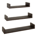 Set 3 Mensole da Parete 60-50-40x15,5x8 cm in Fibra di Legno Calamita Rovere Scuro