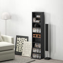 Libreria Porta CD e DVD 33x24x140 cm con 6 Ripiani Regolabili Nero   