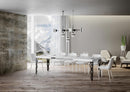 Tavolo Allungabile 140-244x90x77 cm Karamay Bianco Frassino Telaio Antracite 