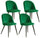 Set 4 Sedie Imbottite 49x52x79 cm in Velluto Verde e Nero