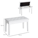 Panca Sgabello Pianoforte con Vano Portaoggetti in Similpelle e Legno 76x36x50 cm Bianco 